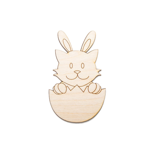 Kitten In Egg Shell-Wood Cutout-Easter Kitten Decor-Various Sizes-DIY Crafts-Cute Easter Animal Decor-Kitty With Bunny Ears-Easter Egg Decor