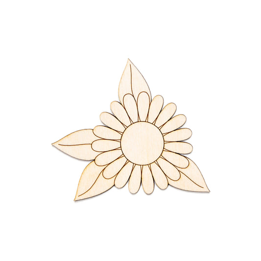 Daisy With Leaves-Detail Wood Cutout-Daisy Flowers-Wooden Flowers-Various Sizes-Floral Wood Accents-Daisies Theme Decor-Plants And Flowers