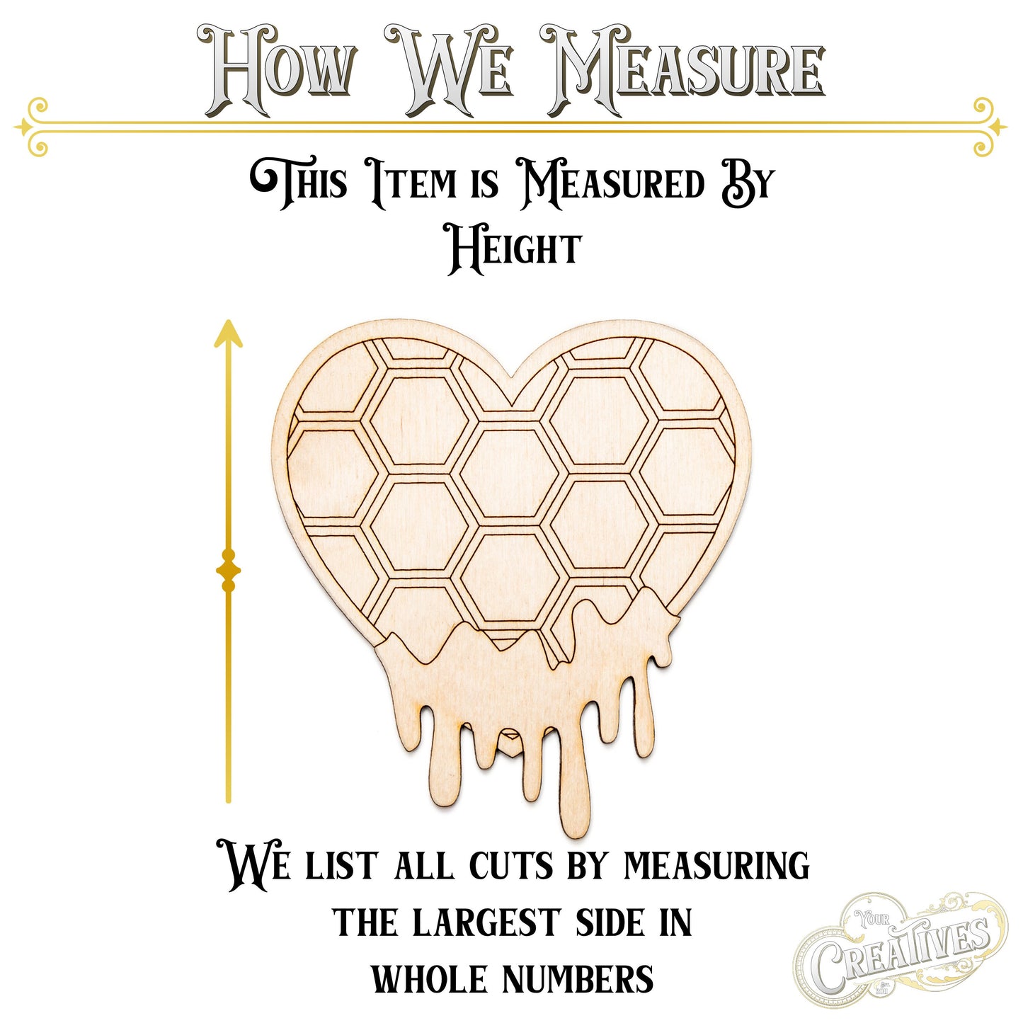 Honeycomb Heart With Honey-Wood Cutout-Honeycomb Theme Decor-Various Sizes-Solid Line Etch Design-Honey Heart-Bee Theme Wood Decor-Hearts