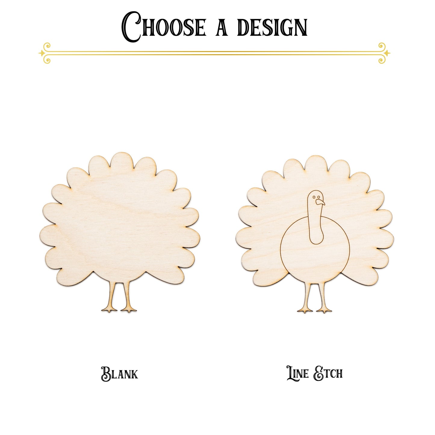 Turkey Wood Cutout-Blank Or Lined-Turkey Decor-Choose A Size-DIY Crafts-Fall Decor-Cute Turkey Wood cutout-Holiday Crafts-Thanksgiving Decor