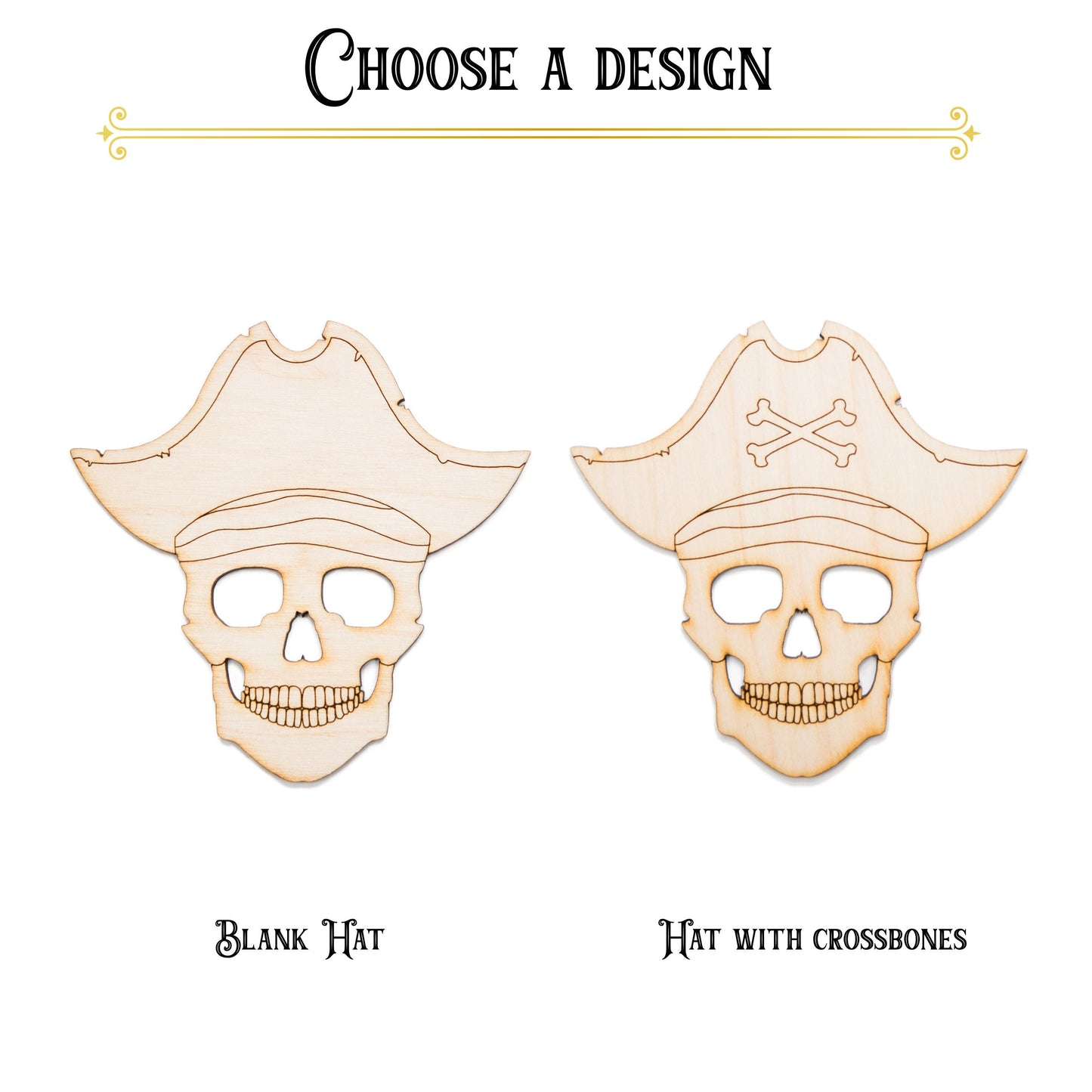 Pirate Skull Head-Wood Cutout-Pirate Skull Decor-Two Hat Design Options-Pirate Wood Decor-Various Sizes-DIY Crafts-Pirate Theme-Dead Pirate