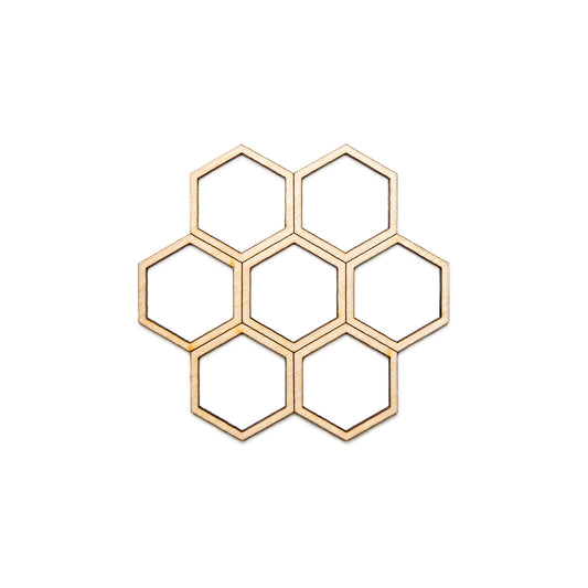 Honeycomb-Round-Wood Cutout-Detail Cut-Honey Bee Theme Decor-Various Sizes-Honeycomb Wood Accents-Geometric Shapes-Hexagon Shape-Open Combs