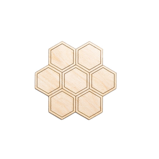 Honeycomb-Round-Wood Cutout-Solid Line Etch-Honey Bee Theme Decor-Various Sizes-Honeycomb Wood Accents-Geometric Shapes-Hexagon Shape-Bees