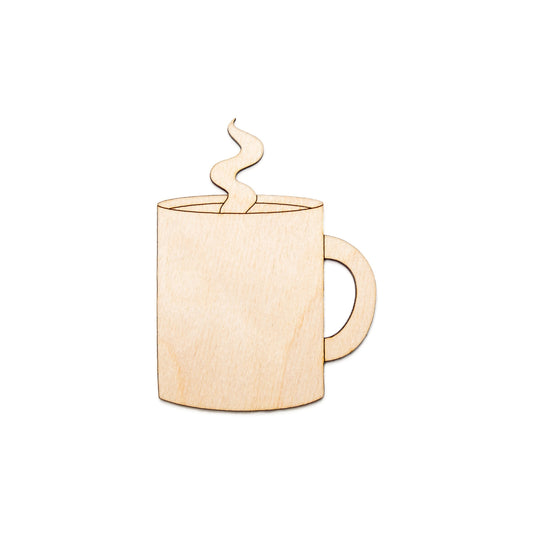 Coffee Mug-Wood Cutout-Steaming Coffee Cup Designs-Various Sizes-Coffee Theme Decor-Mugs And Cups-Coffee Drinks Wood Decor-Blank Wood Mug