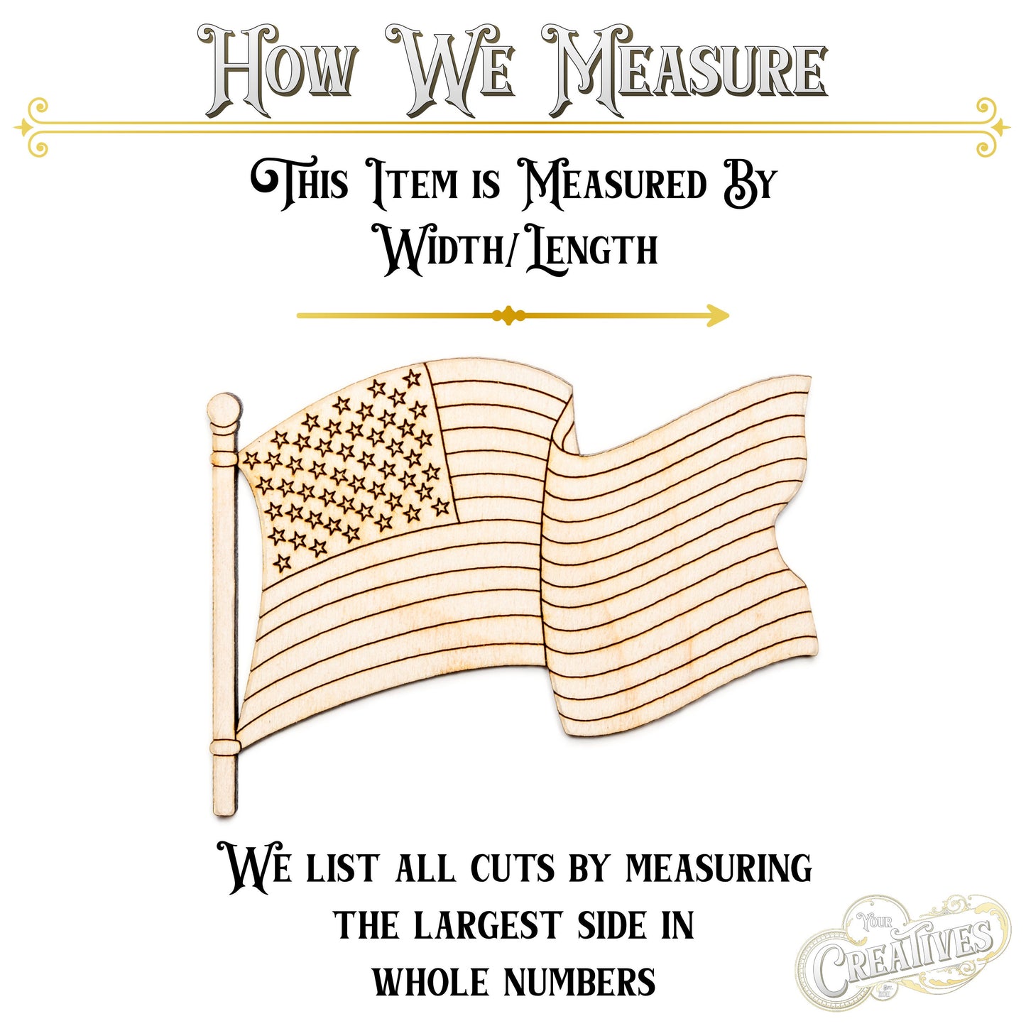 American Flag Wavy-Detail Wood Cutout-Two Design Options-USA Flag On Pole-Wavy Flag Only-Various Sizes-Patriotic Wood Decor-DIY Crafts-Flags