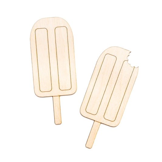 Popsicle Ice Cream Bar-Detail Wood Cutout-Ice Cream Wood Decor-Two Design options-Solid Popsicle-Ice Cream With A Bite-Dessert Party Decor