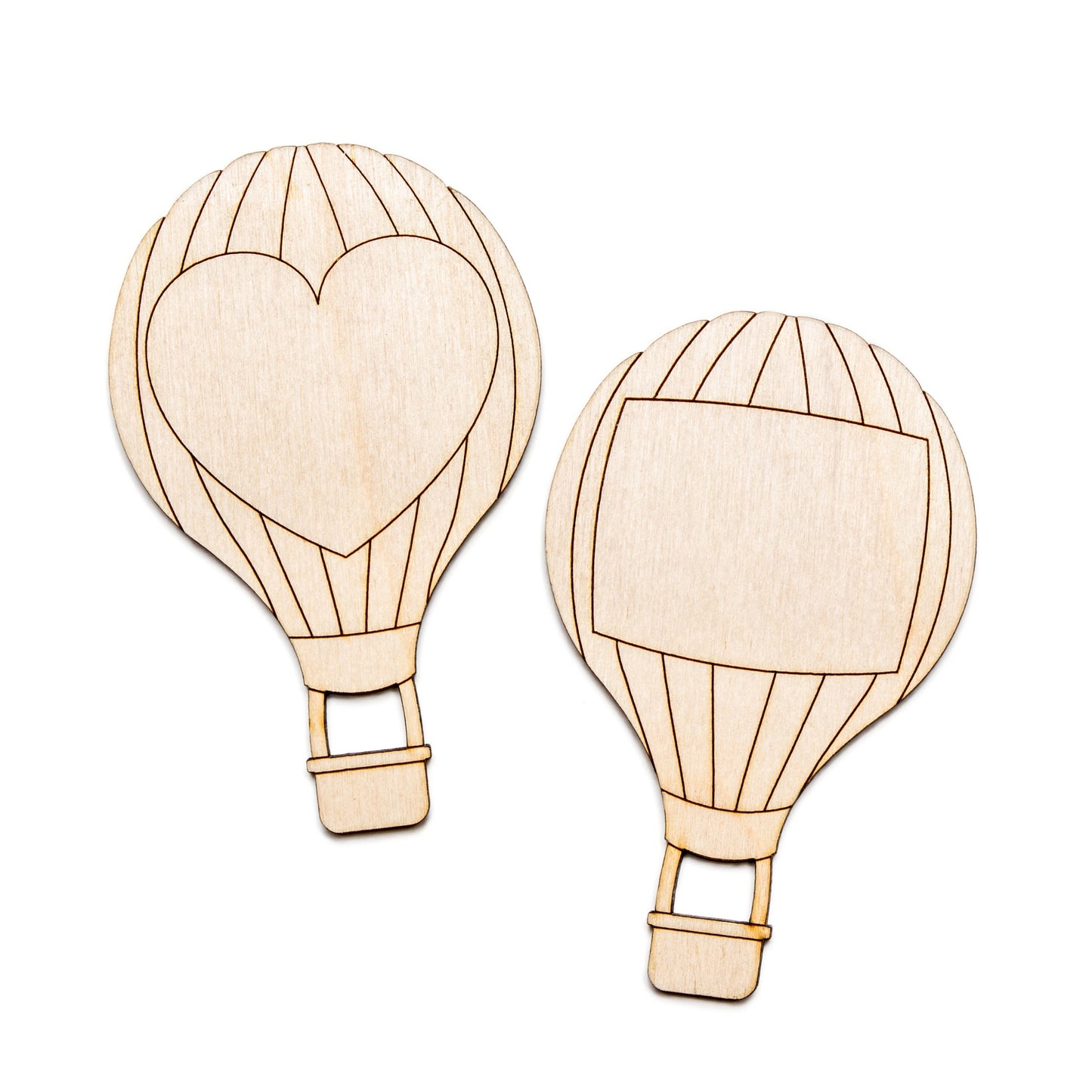 Air Balloon With Banner-Detail Wood Cutout-Two Design Options-Heart  Or Square-Airship Wood Decor-Various Sizes-Sky Balloon-Festival Decor