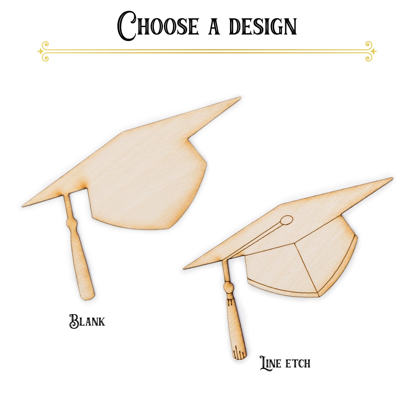 Graduation Cap-Blank Or Lined Wood Cutout-Choose A Size-DIY Crafts-Graduate Cap-Party Favors-Academic Gift Decor-Graduation Decor-Angled