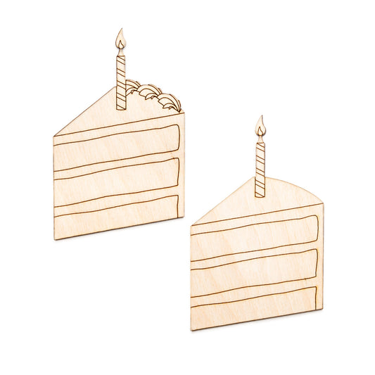 Birthday Cake Slice With Candle - Detailed Wood Cutout