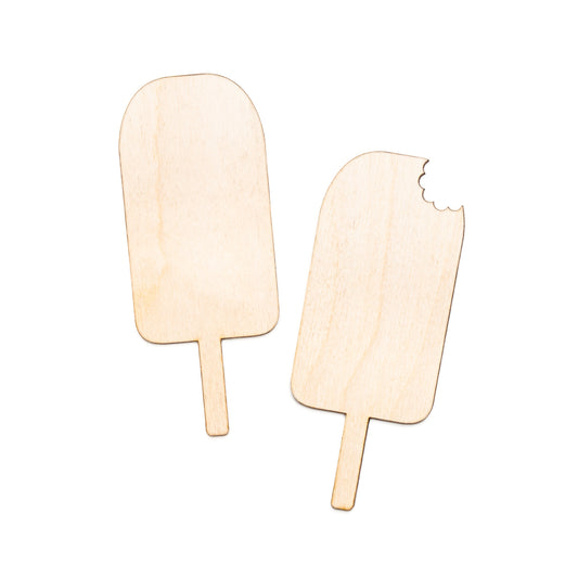 Popsicle Ice Cream Bar-Blank Wood Cutout-Ice Cream Wood Decor-Two Design options-Solid Popsicle-Ice Cream With A Bite-Dessert Party Decor