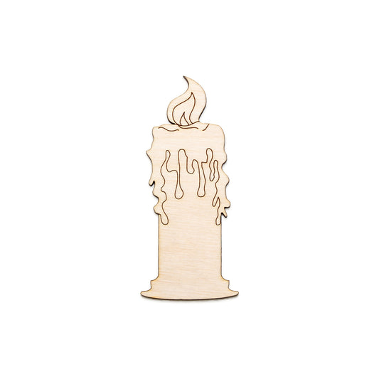 Lit Candle-Single-Detail Wood Cutout-Various Sizes-Halloween Decor-DIY Crafts-Witchy Party Decor-Gothic Decor-Party Favors-Candles-Spooky