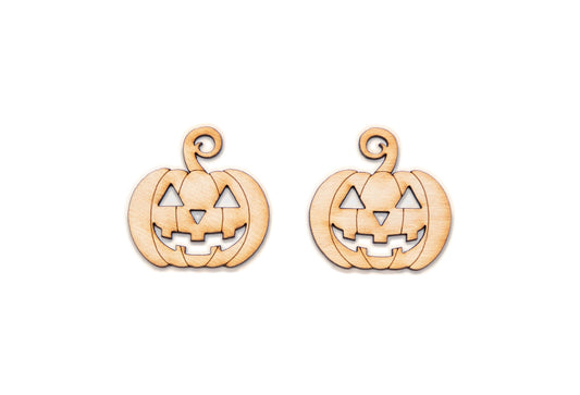 Jack O' Lantern-Detailed-Wood Halloween Earrings-Earring Blanks-DIY Jewelry-Multi packs-Earring Craft Supply-DIY Crafts-DIY Goth Jewelry