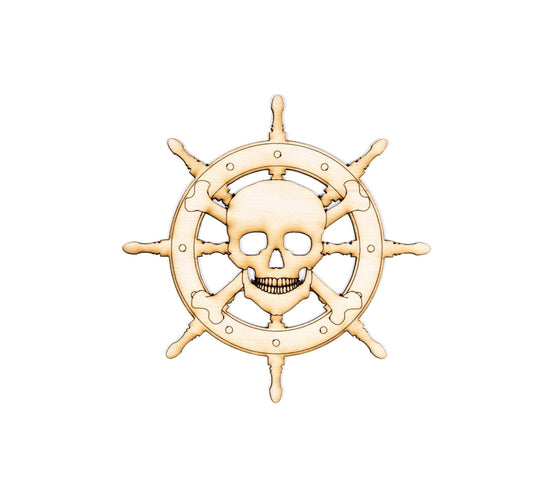 Skull Ship Wheel-Wood Cutout-Skull Nautical Decor-Various Sizes-DIY Crafts-Nautical Party Decor-Gothic Decor-Skulls-Ship Helm Wood Cutouts