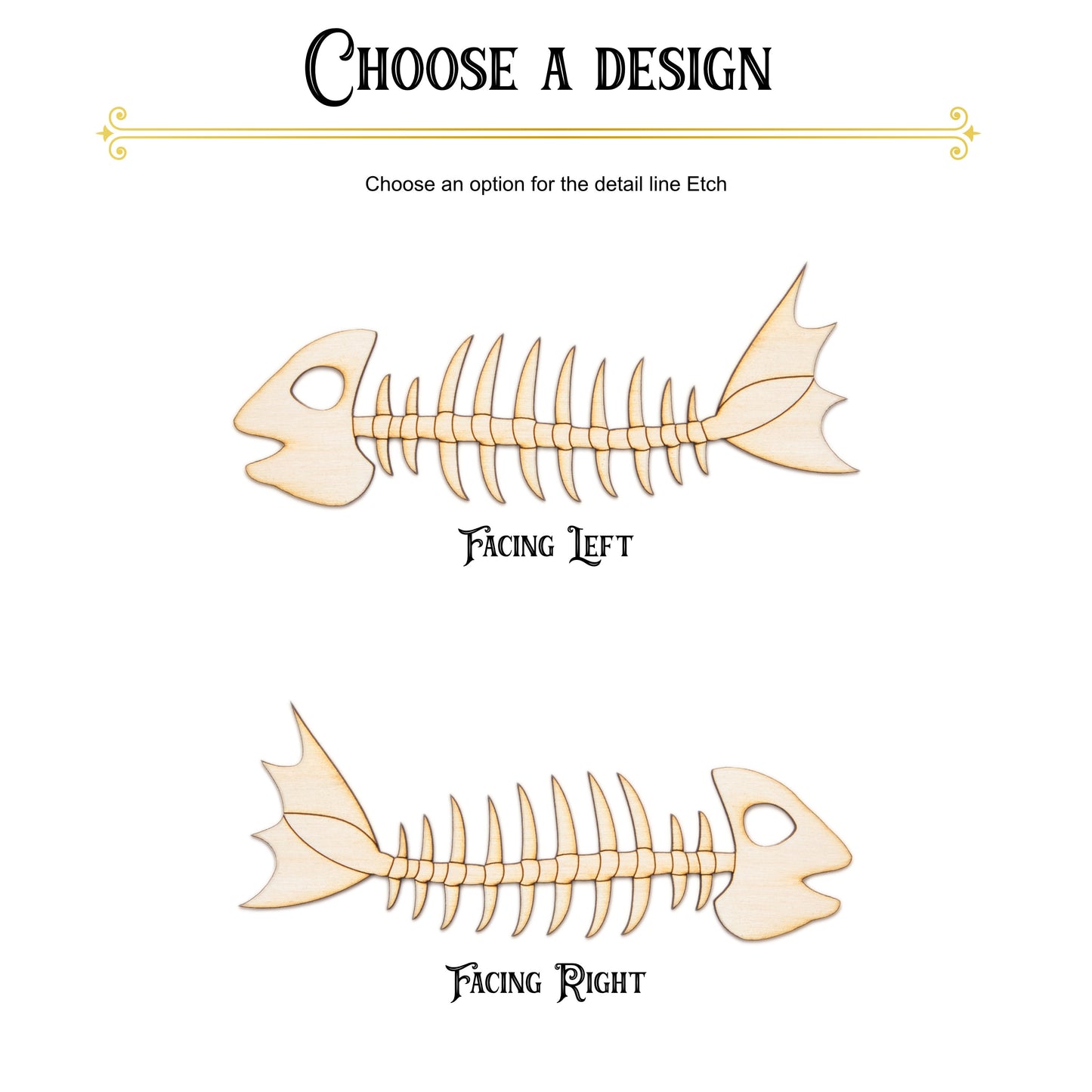 Fish Bones Wood Cutout-Wooden Fish Shape-Various Sizes-Fish Skeleton Design-Pirate Decor-Skeletal Fish Art-Nautical Home Decor-DIY Crafts