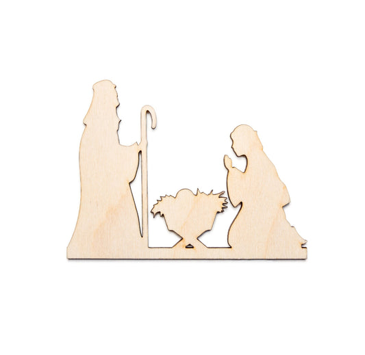 Nativity Scene Family-Wood Cutout-Religious Wood Decor-Holiday Decor-Various Sizes-DIY Crafts-Unfinished Wood Nativity Scene-Religious Shape