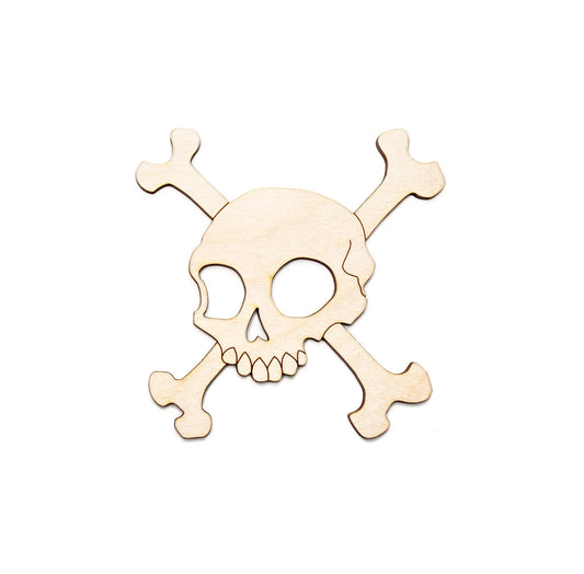 Half Skull And Crossbones-Wood Cutout-Pirate Theme Decor-Various Sizes-Spooky DIY Crafts-Gothic Decor-Pirate Party-Halloween Wood Decor