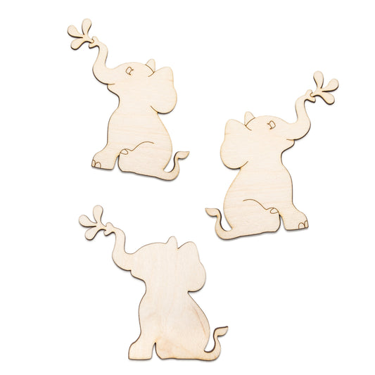 Baby Elephant Spraying Forward-Wood Cutout-Cute Baby Animals Decor-Elephants-Various Sizes-Three Design options-DIY Crafts-Baby Shower Decor