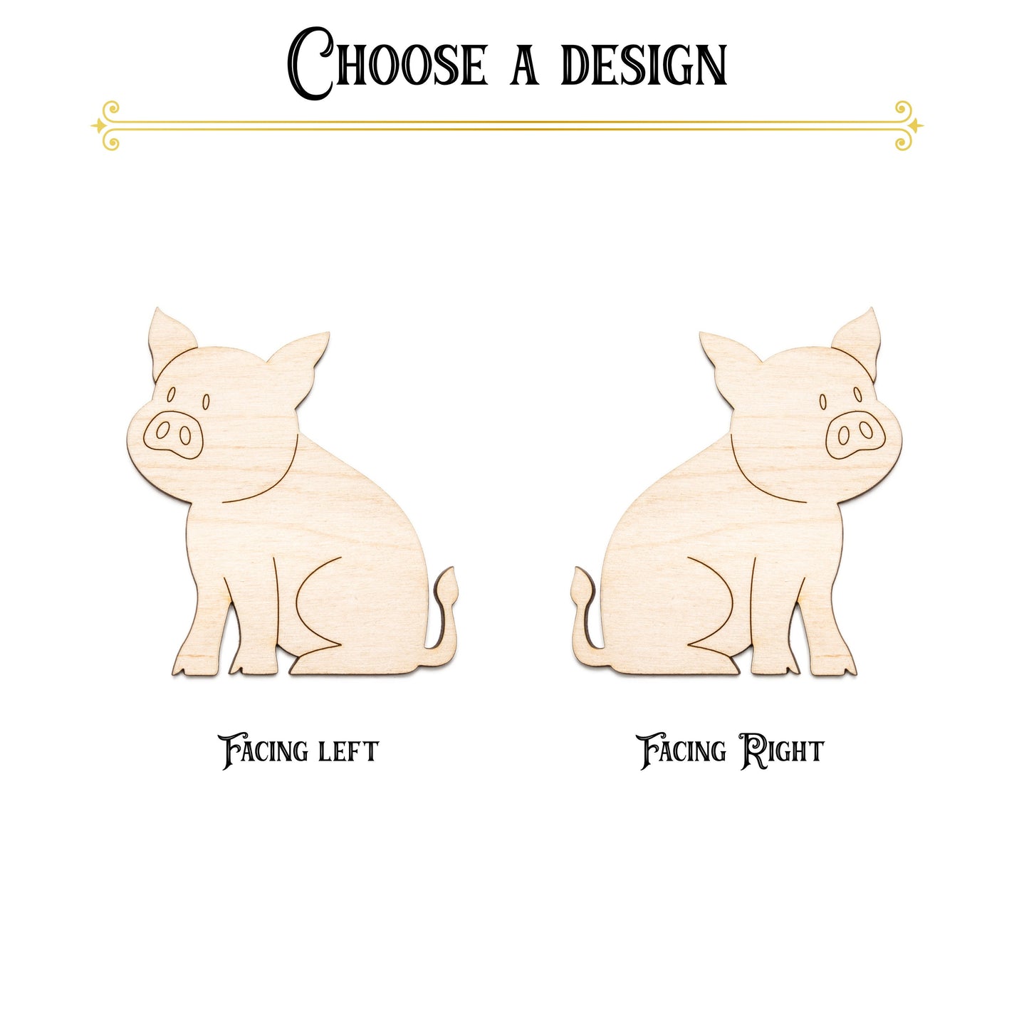 Cute Piglet Sitting-Detail Wood Cutout-Cute Animal Wood Decor-Nursery Decor-Farm Theme Decor-Various Sizes-DIY Crafts-Farm Animal Shapes