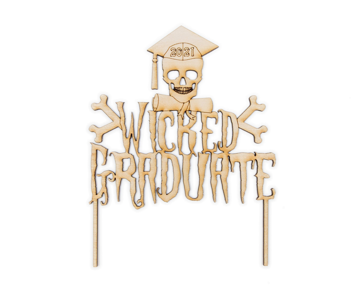 Wicked Graduate Wood Cake Topper-Custom Year-Gothic Cake Topper-Gothic Graduation-DIY Crafts-Skull Cake Topper-Gothic Cake Decor-Goth Grad