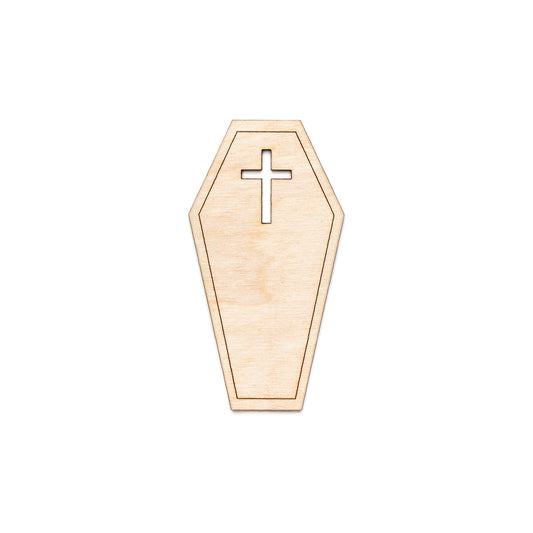 Coffin With Cross-Wood Cutout-Graveyard Wood Decor-Various Sizes-Gothic Coffin Decor-Traditional Coffin Designs-Halloween And Gothic  Decor