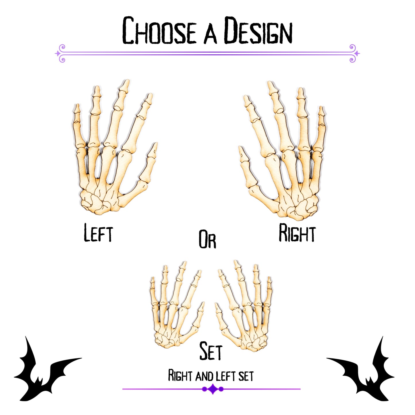 Skeletal Hands-Various Options-Various Sizes-Halloween Decor-Craft Supplies-DIY Crafts-Party Decor-Gothic Decor-Goth Party Favors-Bones