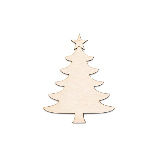 Christmas Tree With Star Wood Cutout-Holiday Wood Decor-Christmas Party Decor-Various Sizes-DIY Holiday Crafts-Kids Crafts-Pine Trees Decor