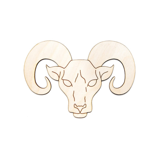 Ram Head Curled Horns-Detail Wood Cutout-Big Horn Sheep Decor-Wildlife Wood Decor-Various Sizes-Unfinished Wood-DIY Crafts-Wild Animals