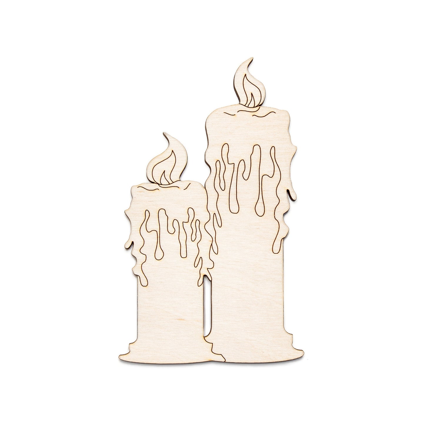 Lit Candle-Double-Wood Cutout-Candle Decor Props-Various Sizes-Halloween Decor-DIY Crafts-Gothic Decor-Haunted House Accessories-Spooky