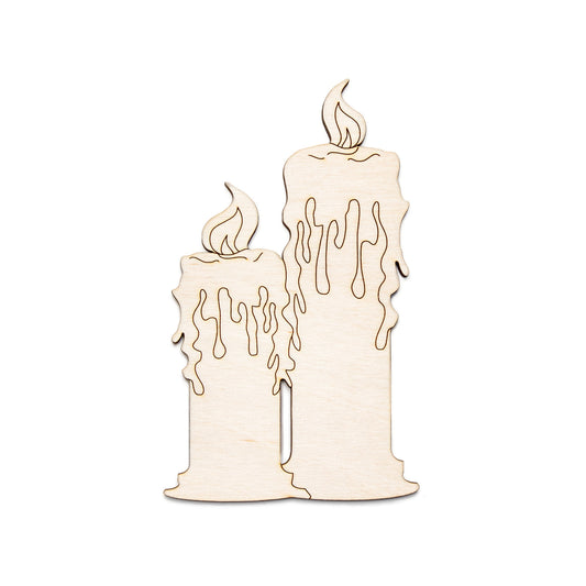 Lit Candle-Double-Wood Cutout-Candle Decor Props-Various Sizes-Halloween Decor-DIY Crafts-Gothic Decor-Haunted House Accessories-Spooky