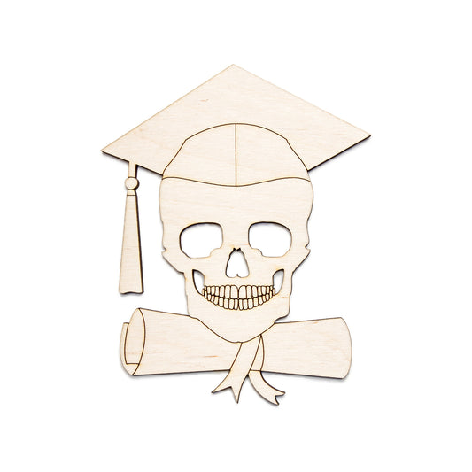 Custom Year Graduation Skull With Scroll-Wood Cutout-Graduation Decor-Various Sizes-DIY Crafts-Grad Party Decor-Gothic Decor-Goth Graduate