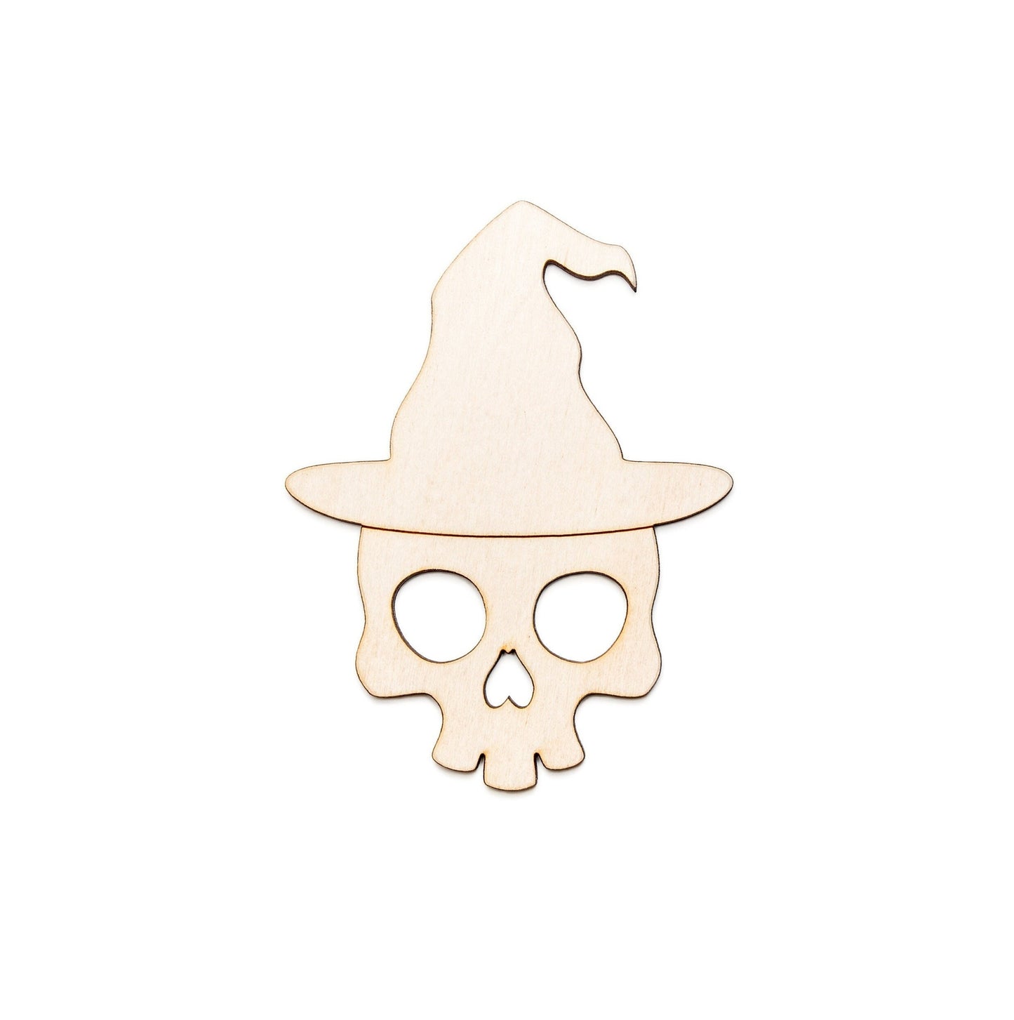 Cute Skull Witch-Wood Cutout-Spooky Wood Decor-Witchy Crafts-Various Sizes-DIY Crafts-Unfinished Wood Cuts-Skull And Witch Hat-Wood Bones