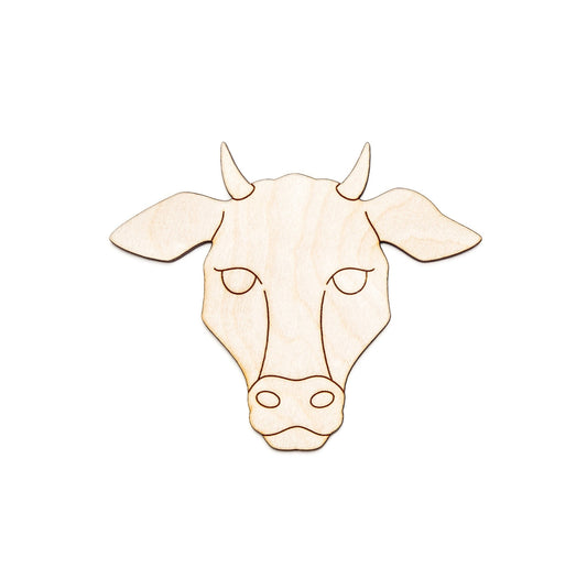 Cow Head Bull-Detail Wood Cutout-Farm Animals Wood Decor-Cows And Bulls-Various Sizes-Paintable Crafts-DIY-Moo Cow With Horns-Animal Decor