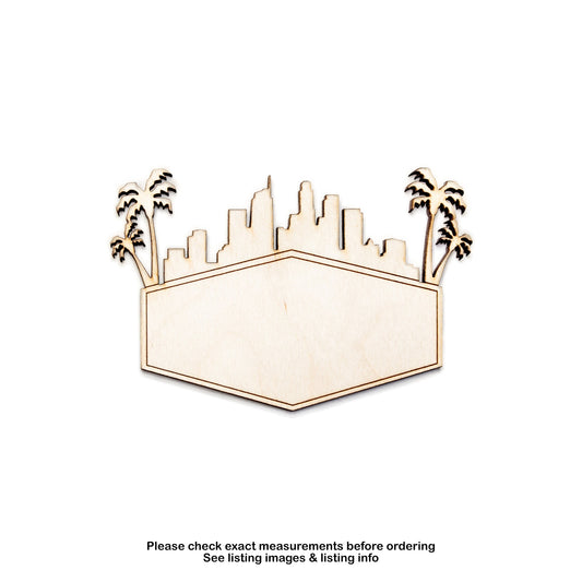 Los Angeles Silhouette Sign-Wood Cutout-DIY Signs And Labels-LA Theme Decor-California Palm Trees-Various Sizes-Unfinished Wood-LA Fan Decor