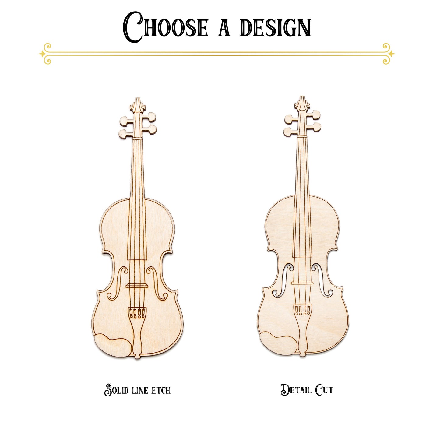 Violin-Detail Wood Cutout-Musical Instruments Theme Decor-Musician Crafts-Various Sizes-DIY Crafts-Violin Embellishment-Two Design Options