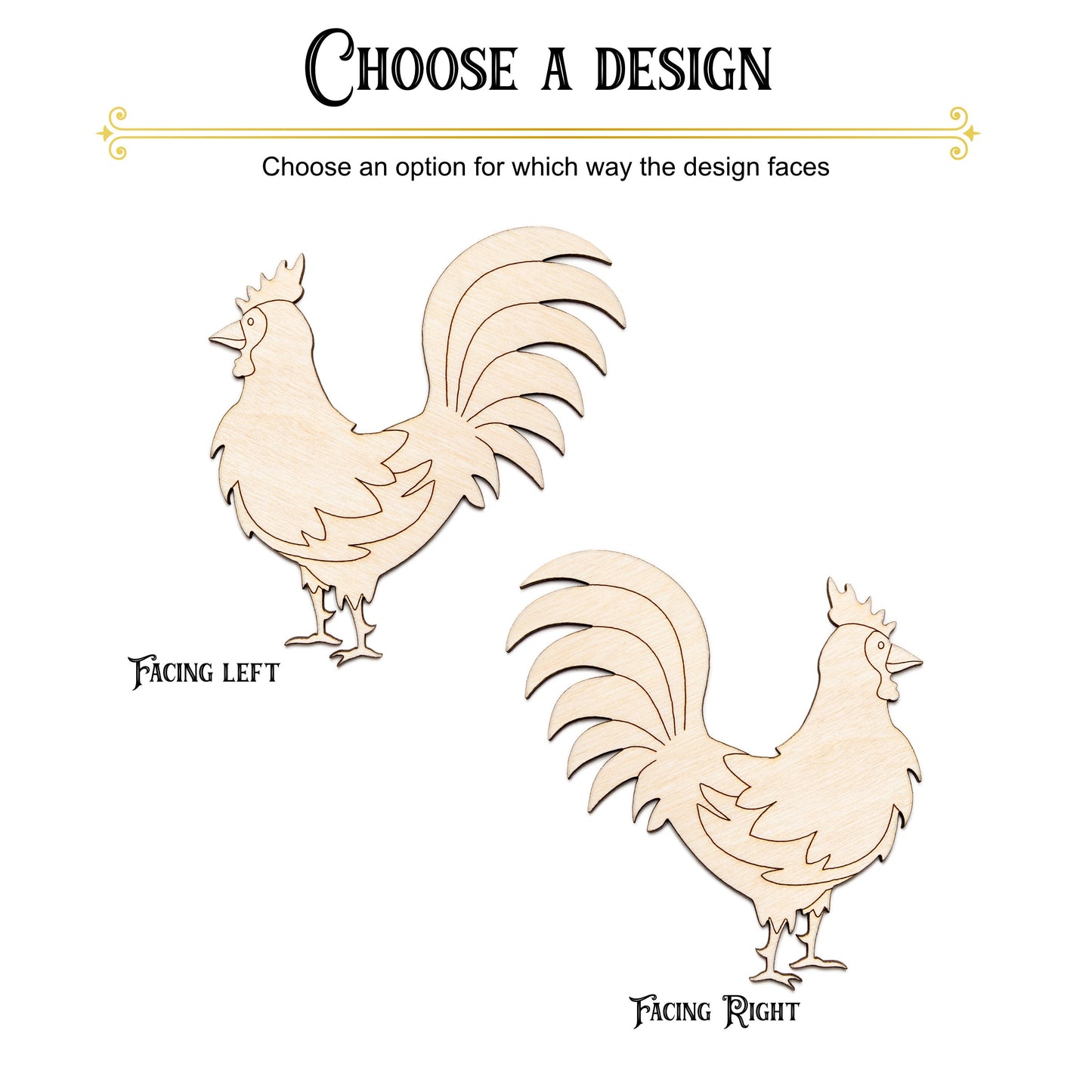 Rooster-Detail Wood Cutout-Farm Animals Decor-Farm House Decor-Various Sizes-DIY Crafts-Two Design Options-Paintable Crafts-Morning Bird