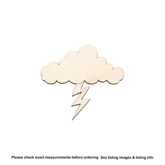 Cloud And Bolt-Wood Cutout-Lightning Cloud-Stormy Decor-Various Sizes-DIY Crafts-Weather Theme Decor-Storm Cloud-Unfinished Wood Cloud Cuts