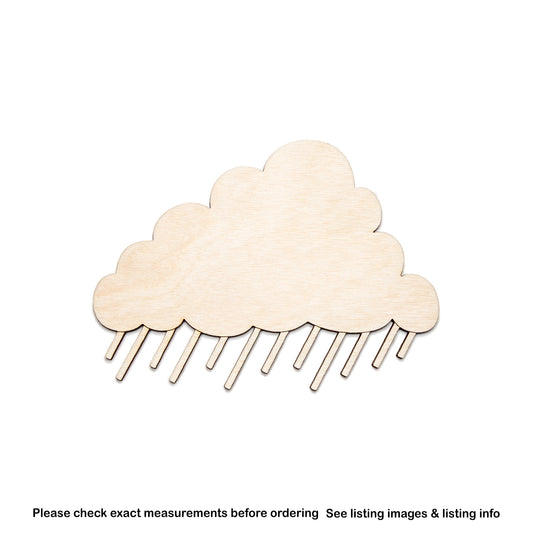 Rain Cloud-Wood Cutout-Stormy Theme Decor-Clouds And Rain Accents-Various Sizes-DIY Crafts-Unfinished Wood-Fluffy Cloud-Rain Decor-Weather