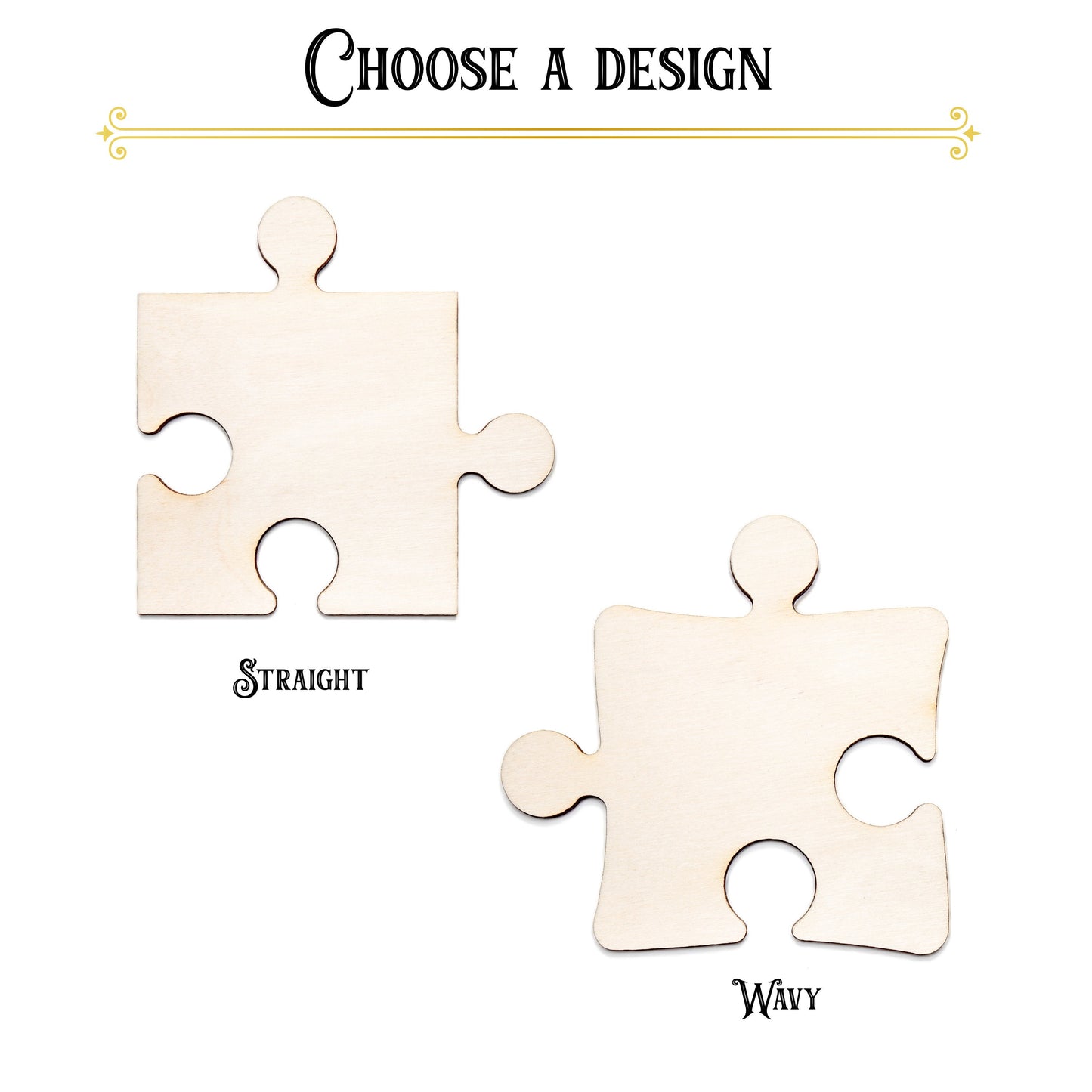 Puzzle Piece-Wood Cutout-Two Design Options-Puzzle Piece Decor-DIY Crafts-Various Sizes-Connection Piece-Unfinished Wood-Shapes-Game Pieces