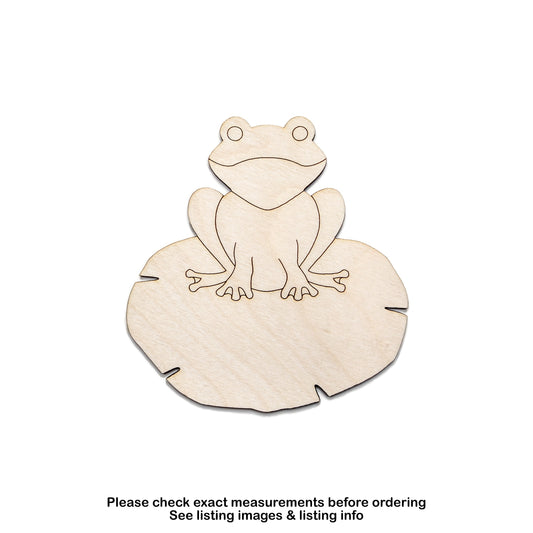 Frog On Lily Pad-Wood Cutout-Cute Frog Decor-Swamp And Lake Theme Decor-Various Sizes-DIY Crafts-Unfinished Wood-Amphibian Shapes-Aquatic