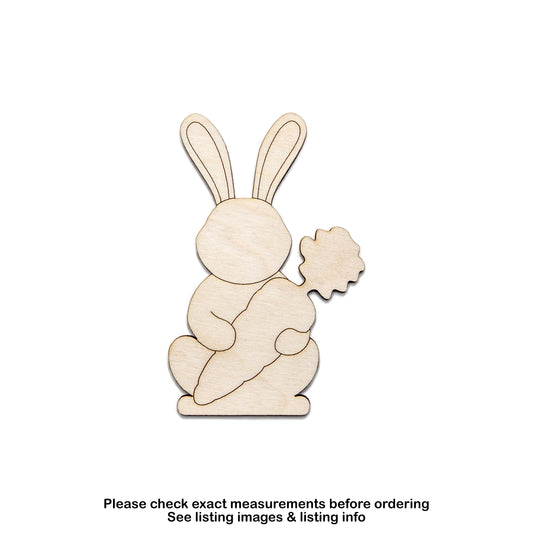 Bunny And Carrot-Wood Cutout-Spring And Easter Decor-Various Sizes-DIY Crafts-Garden Decor-Rabbit Theme Decor-Unfinished Wood-Cute Animals