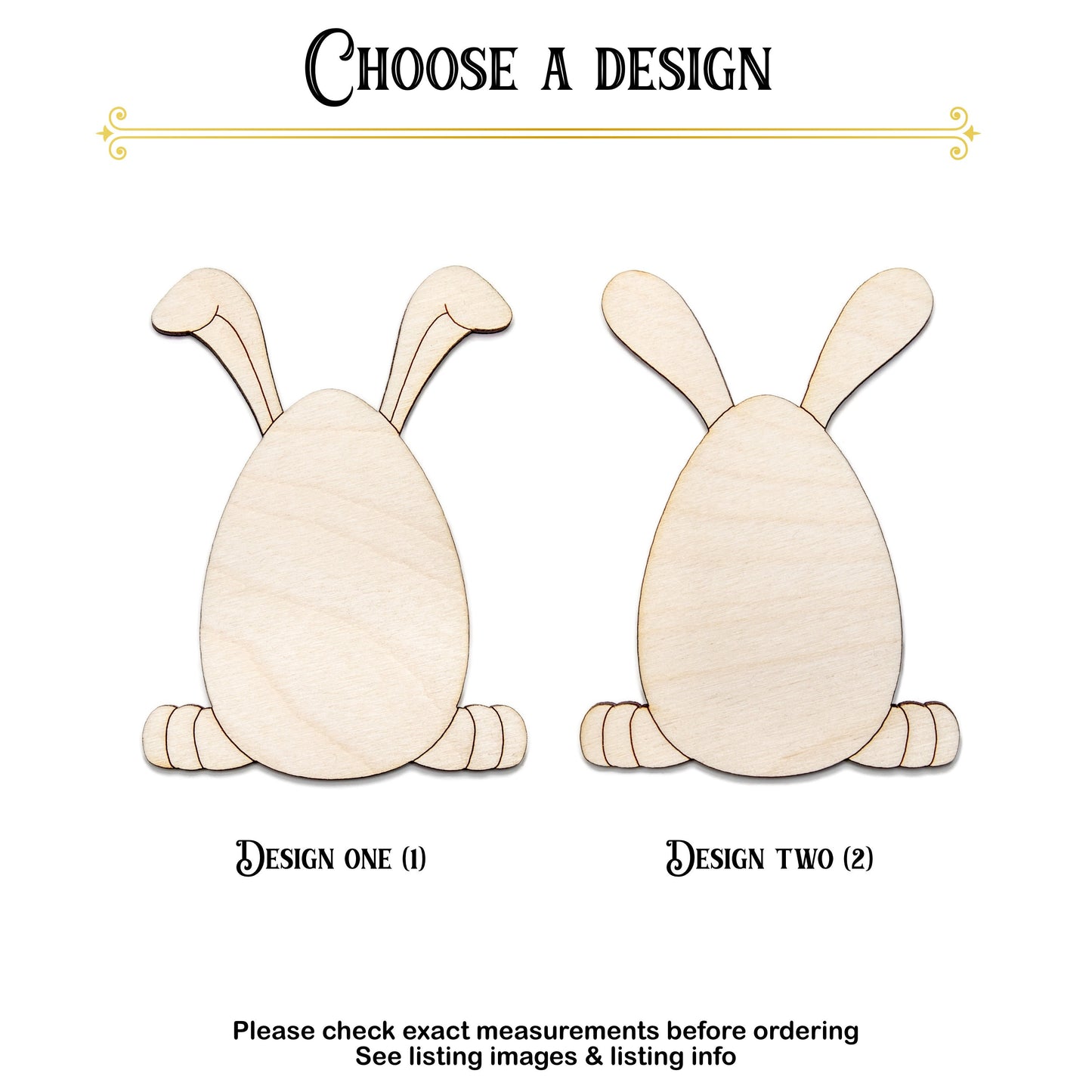 Egg With Bunny Ears=Wood Cutout-Easter Decor- Two Design Options-Spring Crafts-Various Sizes-DIY Crafts-Cute Bunny Decor-Wood Bunny Feet