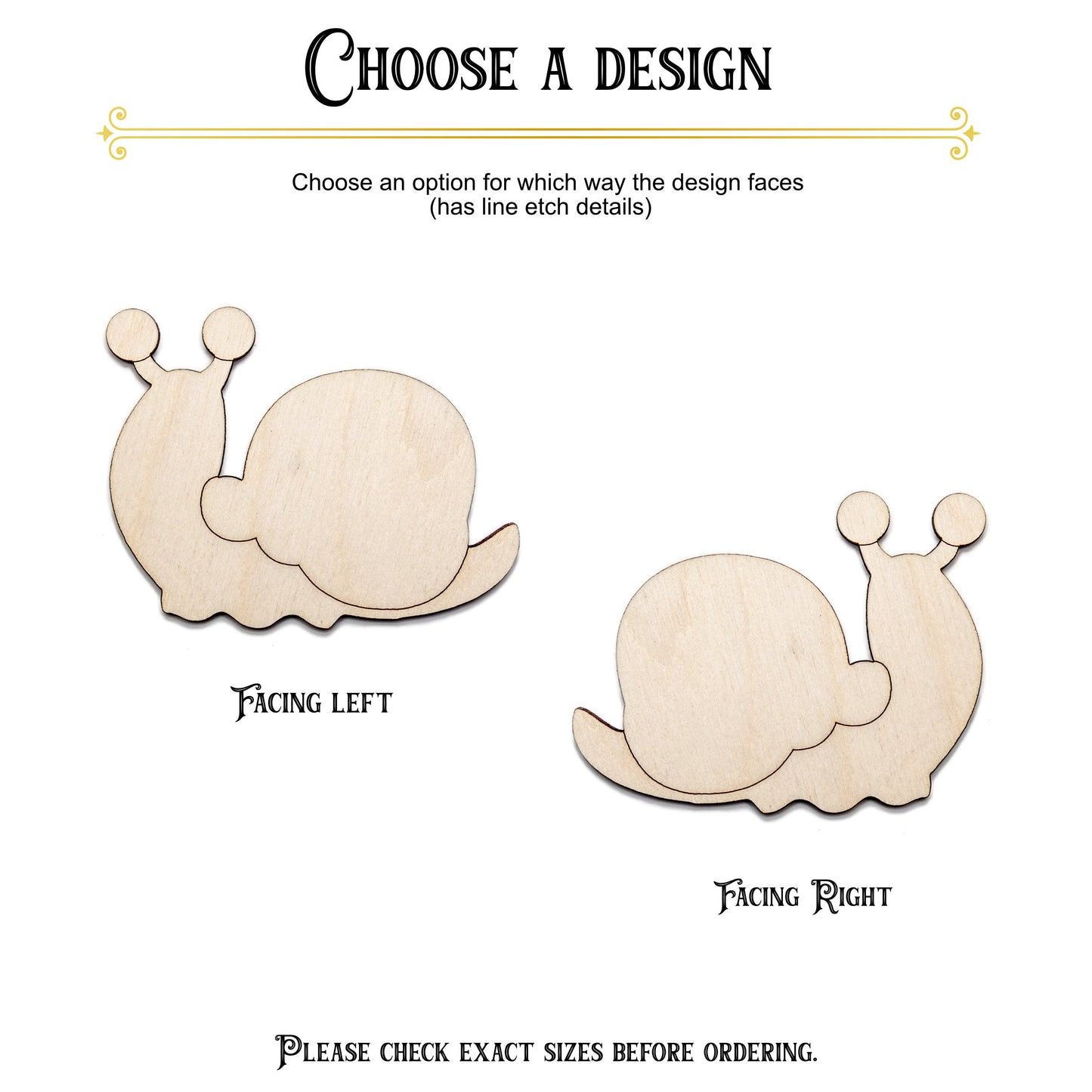 Cute Snail-Blank Wood Cutout-Snails And Bugs Theme Decor-Garden Bugs-Various Sizes-DIY Crafts-Minimal Line Etch Details-Unfinished Wood Cuts