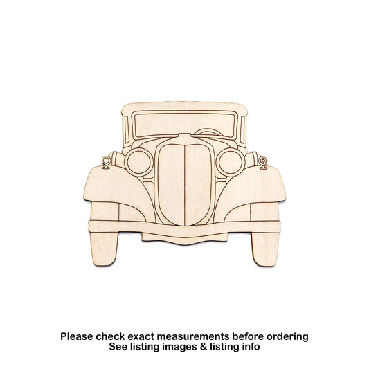 Classic Car Detail Wood Cutout-30s And 40s Style Vintage Car decor Various Sizes-DIY Crafts Unfinished Wood Front View Retro Car Decor