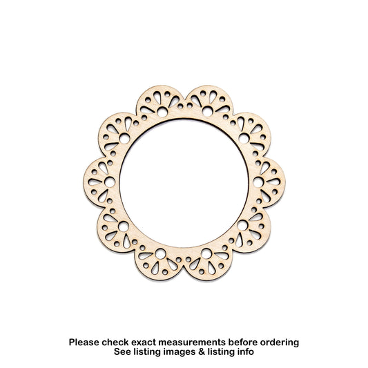 Doily Border Round Detail Wood Cutout-Die Cut Decor-Various Sizes-DIY Crafts-Unfinished Wood-Frames And Borders-Crochet Style Wood Decor