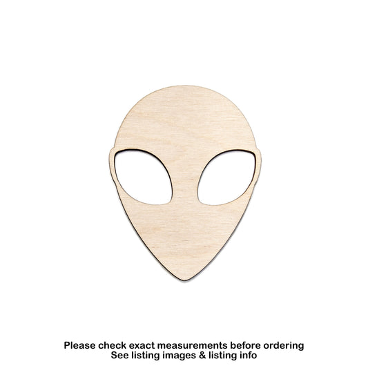 Alien Head-Detail Cut Wood Cutout-Space Alien Decor-Various Sizes-DIY Crafts-Unfinished Wood-Sci-Fi Decor-Outer Space Creatures-Wood Heads
