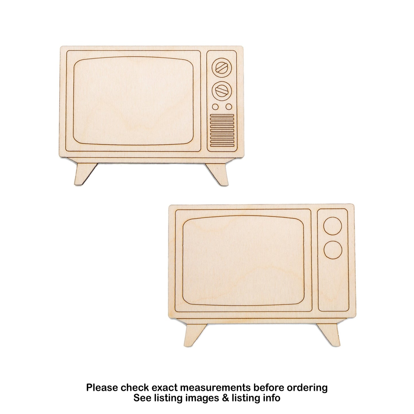 Retro TV With Feet Detail Wood Cutout-Vintage Style Decor-Retro Wood Electronics-Various Sizes-DIY Crafts-Unfinished Wood-Home Accents Cuts