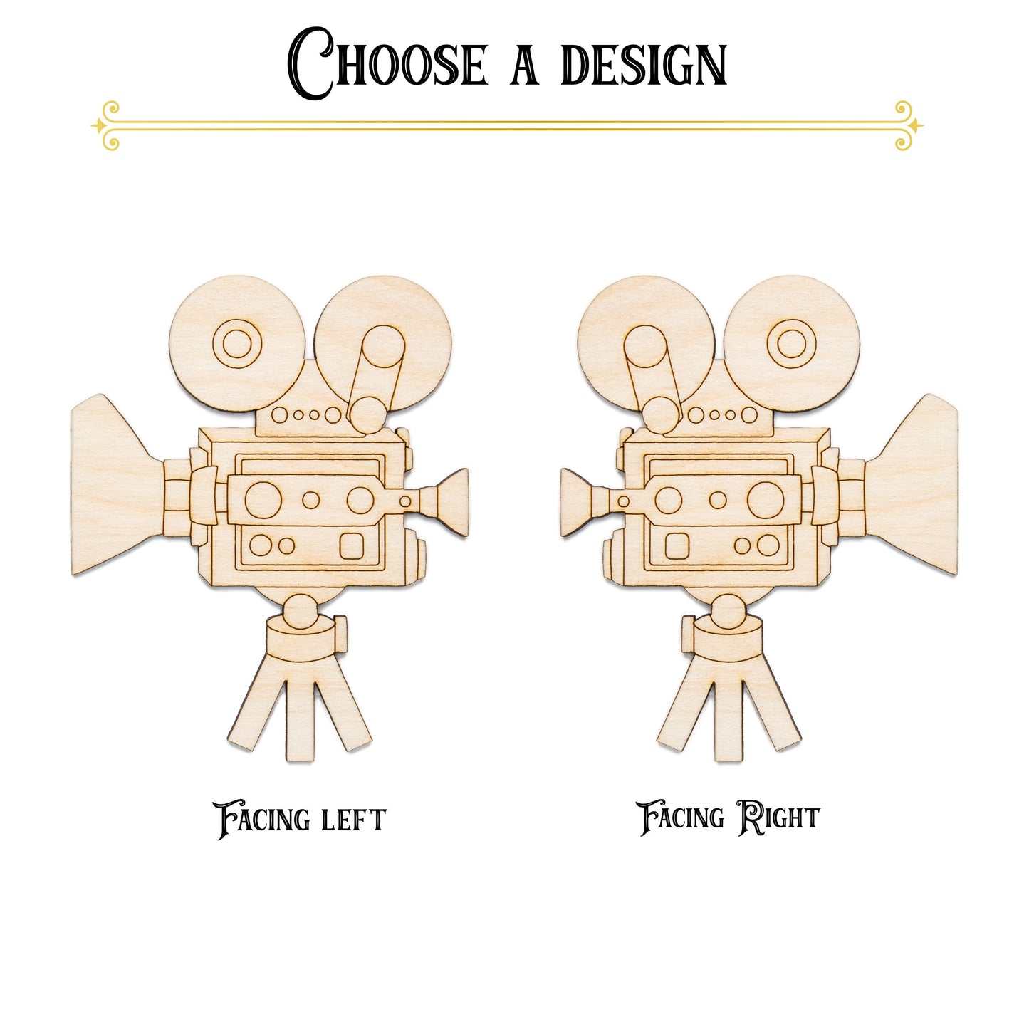 Movie Film Camera With Tri-Pod Detail Wood Cutout Filming Theme Wood Decor-Various Sizes-Unfinished Wood-Entertainment Decor-Reel Camera