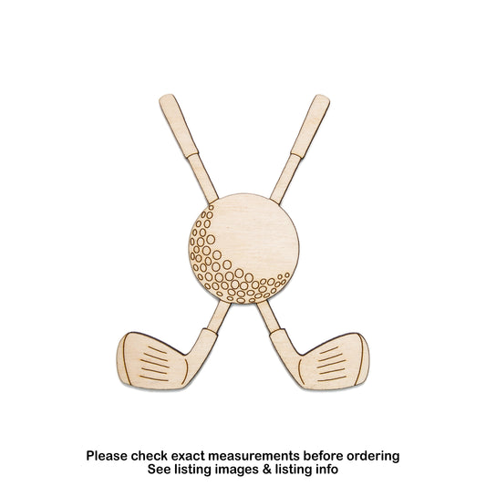 Golf Clubs Crossed With Ball Detail Wood Cutout- Golfing Theme Decor-Various Sizes-DIY Crafts-Unfinished Wood-Golfer Accents-Sports Decor