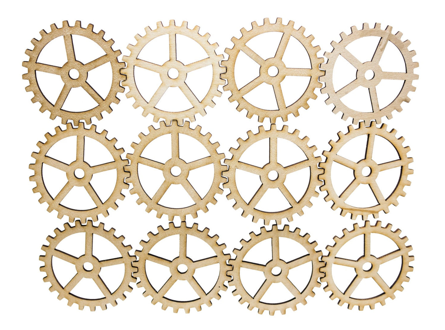 Gears-3 inch-Set of 12-Baltic Birch Plywood-SteamPunk Gears-Craft Gears-Wood Cut Gears-Laser Cut-BASIC Gear-12 Qty