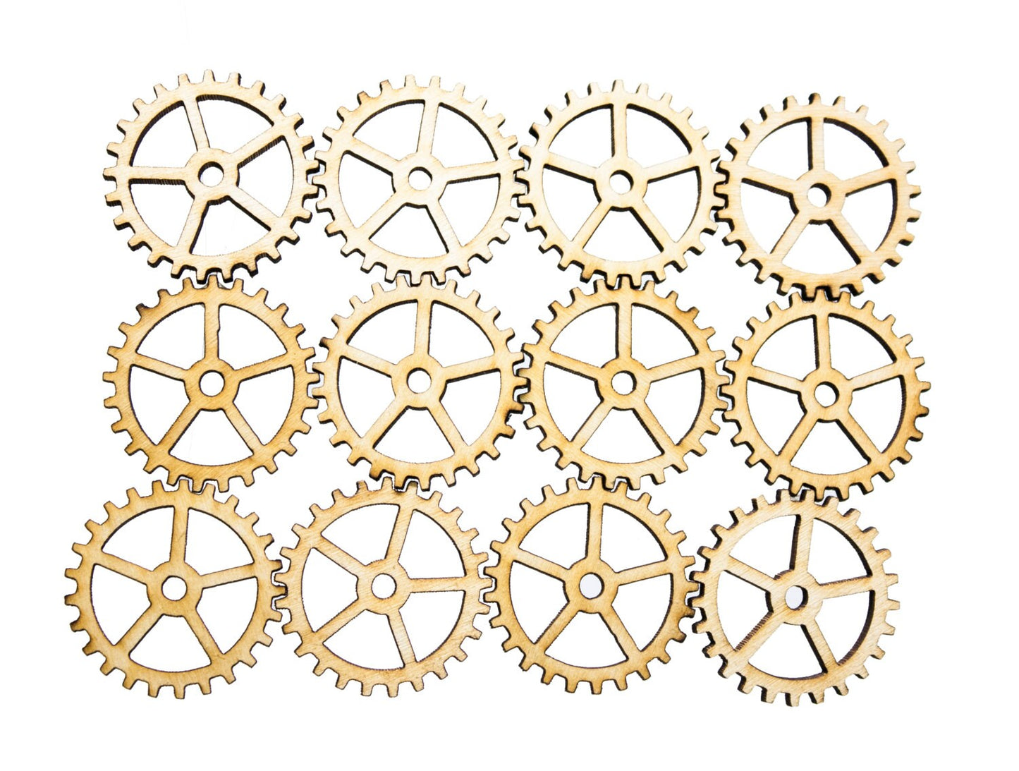 Plywood SteamPunk Gears, Craft Gears, Cheap Wood Gears, Laser Cut - 12qty - 1.25 Inch (31.8mm) - BASIC,Wood Crafts,DIY Crafts,Craft Supplies